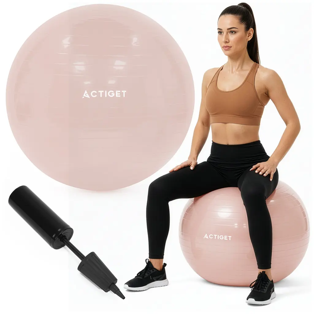 М'яч для фітнесу (фітбол) Actiget 65 см з насосом ACT0143 Light Pink - фото 3