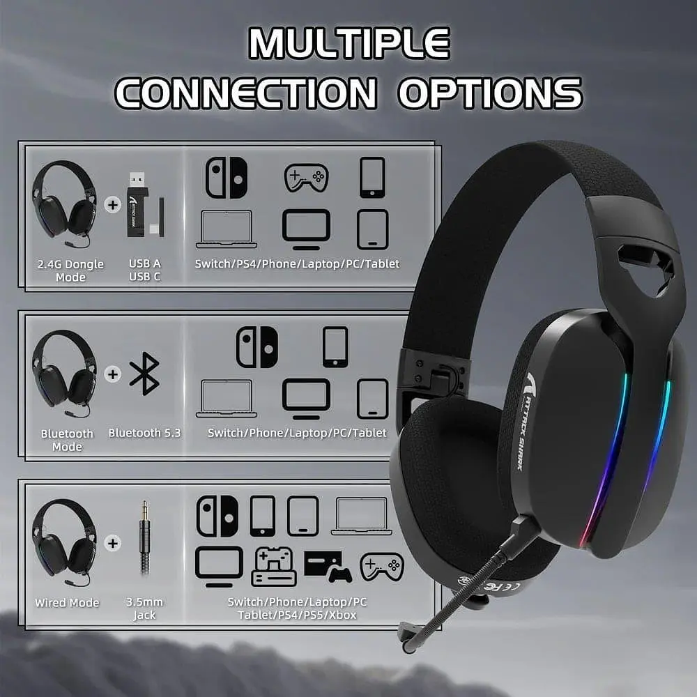 Игровая гарнитура Attack Shark L90 Wireless (AS-L90-B) Black (G-000003711) - фото 5