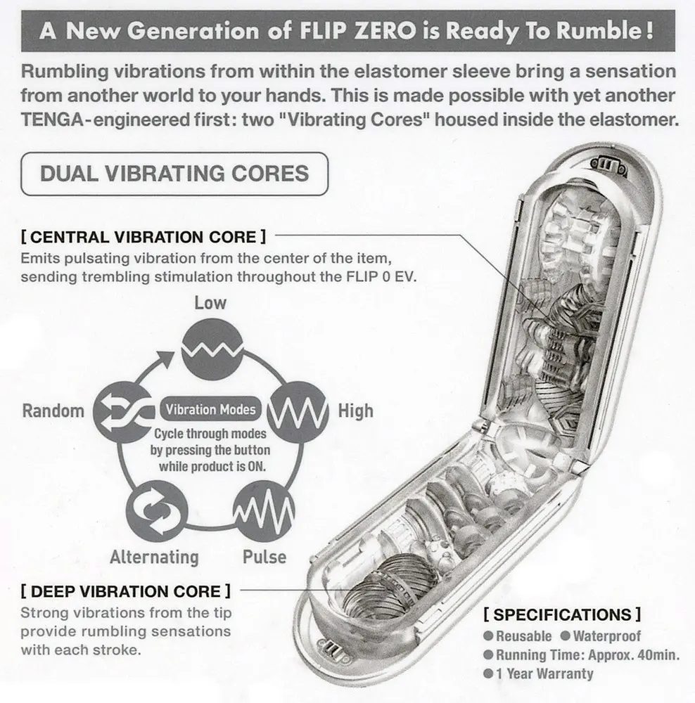 Мастурбатор Tenga Flip Zero EV (Electronic Vibration) розкладний японський з вібрацією, 18х7.5 см (білий) - фото 6