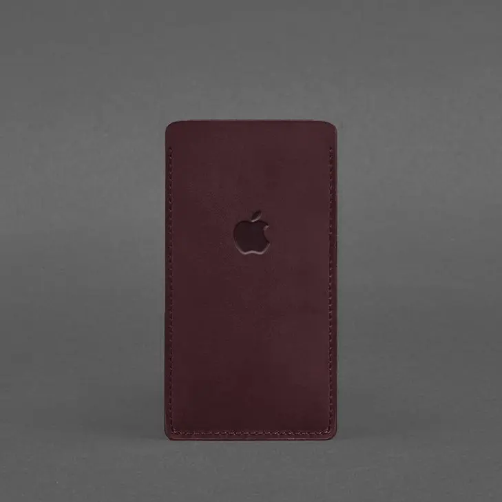 Кожаный чехол для iPhone 13 Бордовый Crazy Horse - фото 4