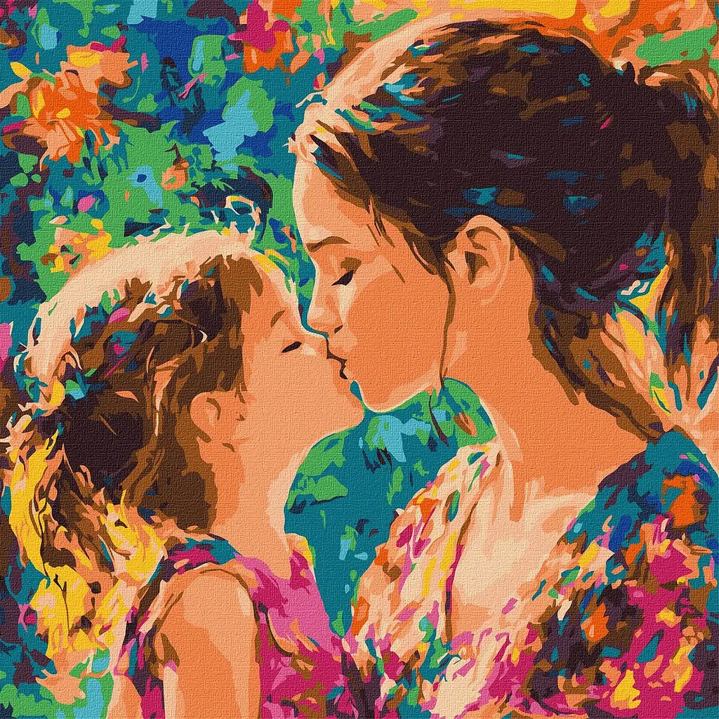 Картина за номерами Люди. Поцілунок мами 40x40 см Ідейка KHO 8577