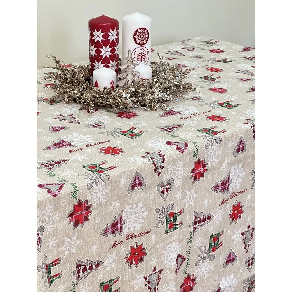 Скатертина Ecotton Новорiчнi iграшки рогожка 220х150 см (24205) - фото 2