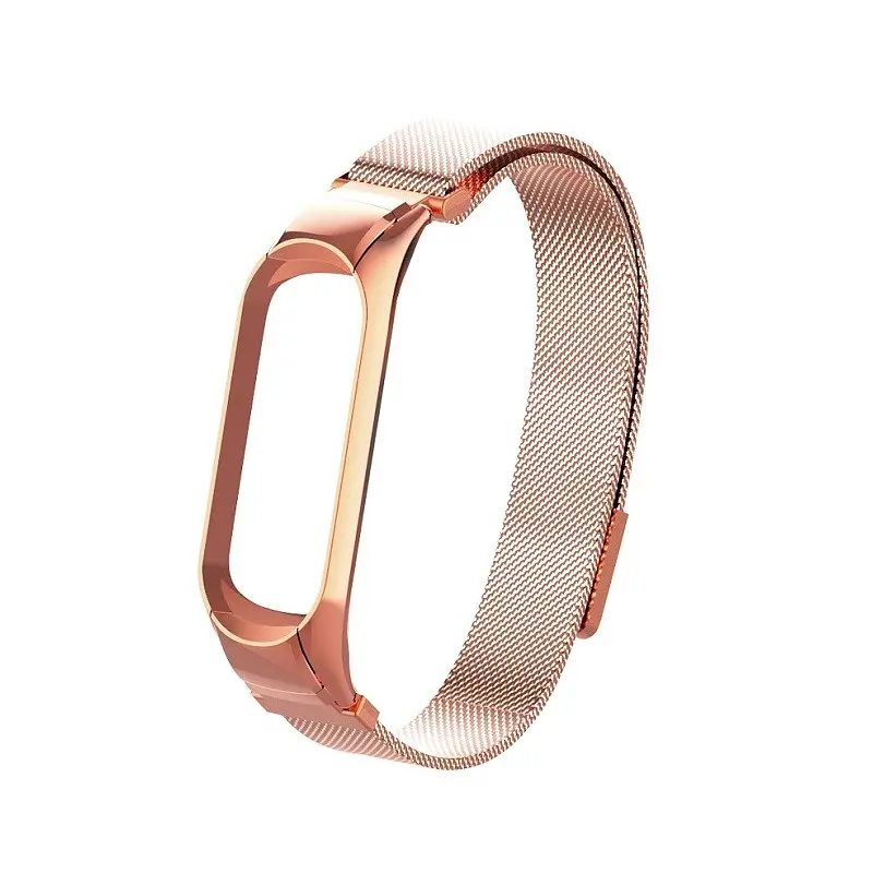 Ремешок для фитнес-браслета Boorui для Xiaomi Mi Band 7 миланская петля розовое золото - фото 2