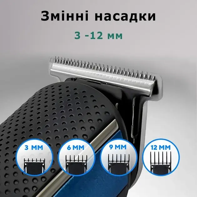 Професійний триммер Vgr 5 в 1  для бороди,  стрижки волосся, електробритва,  для носа і тіла, синій  чорним - фото 3