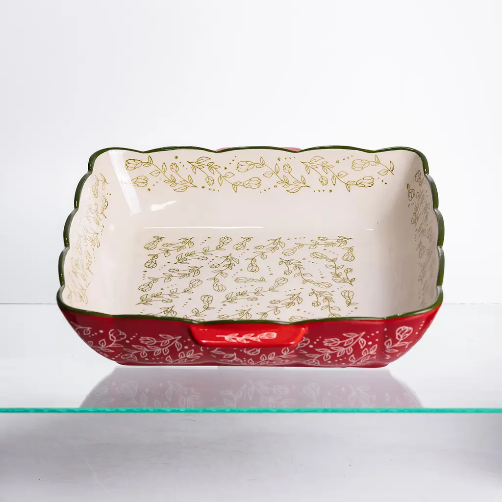 Форма для запекания Vintage 34×30×7 (см) квадратная форма для выпекания в духовке с ручками Красный Yiwu HM04-16 - фото 4