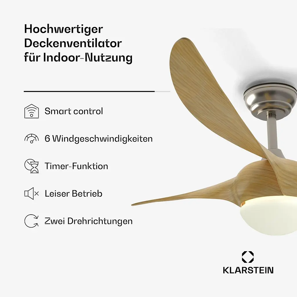 Потолочный вентилятор Klarstein Monteverde Smart 132 cm 36 W (10047033) - фото 2