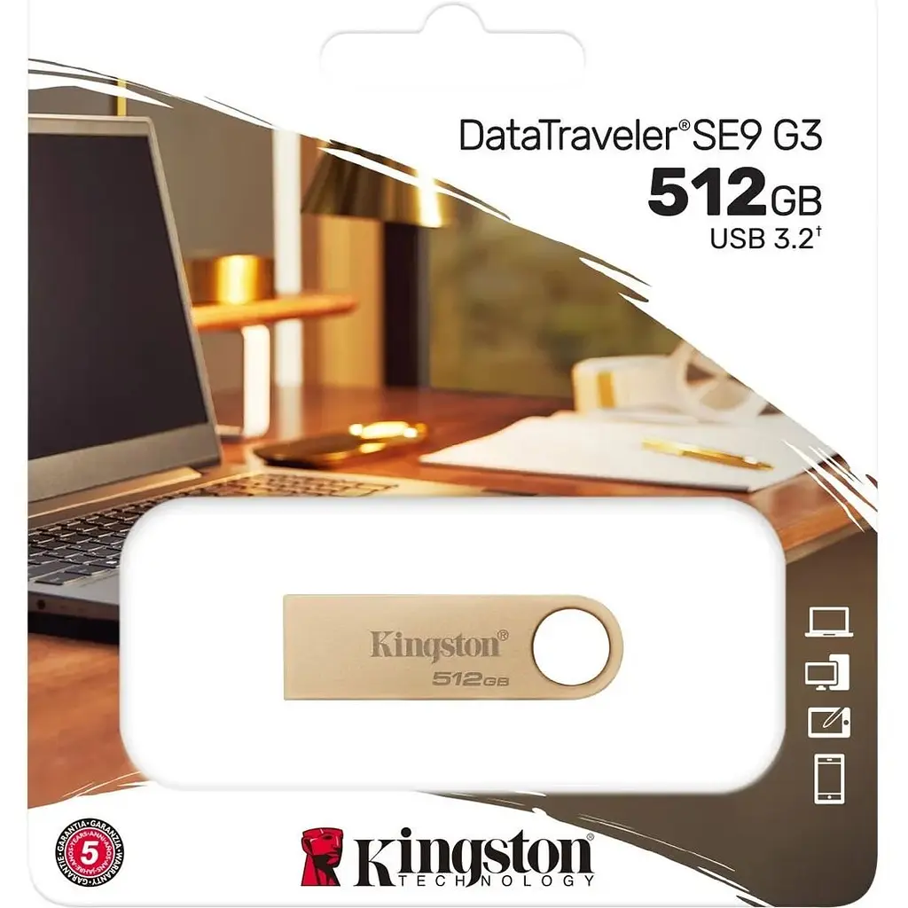 USB флеш-накопичувач Kingston DataTraveler SE9 G3 512GB USB-A 3.2 Gen 1 Gold (DTSE9G3/512GB) [103328] - фото 3