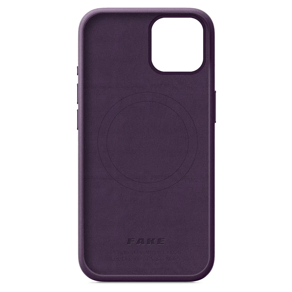 Кожаный чехол-панель для Apple iPhone 15, FAKE Leather Case, фиолетовый, искусственная кожа, премиальный, противоударный, защита всего корпуса, с мягкой подкладкой, поддержка MagSafe и беспроводной зарядки, ArmorStandart (ARM76290) - фото 2