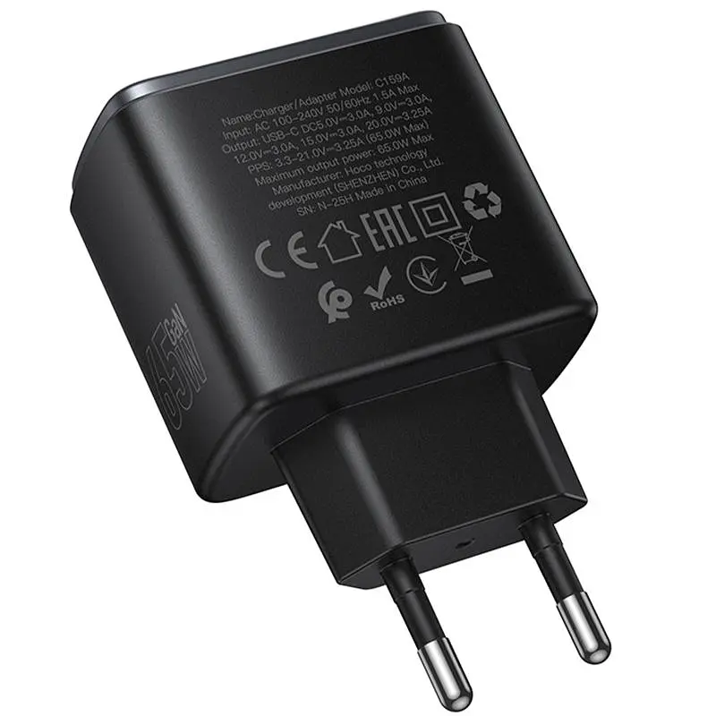 МЗП C159A Upgrade PD65W (1USB-C) Black Hoco teh0029635 - фото 6