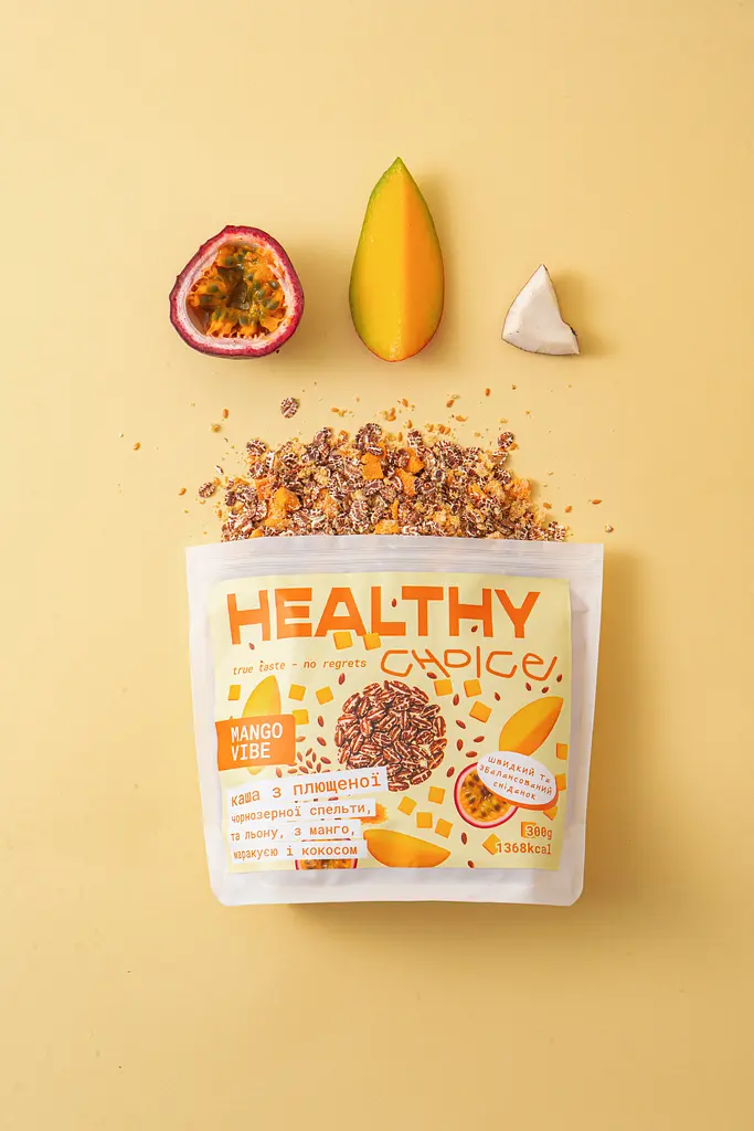 Каша из плющеной чернозерной спельты и льна Healthy choice Mango Vibe с манго и маракуей 300 г - фото 2