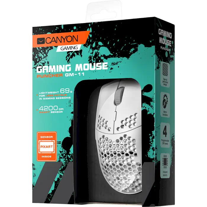 Миша Canyon Puncher GM-11 Gaming USB White (CND-SGM11W) - фото 6