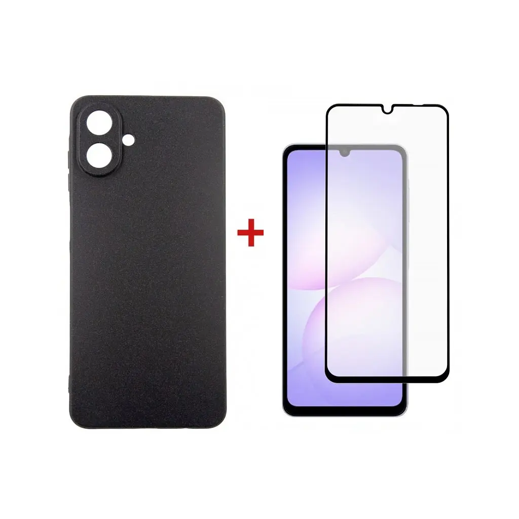 Чехол для мобильного телефона Dengos Carbon Kit for Samsung Galaxy A07 case + glass Black (DG-KM-162) - фото 2