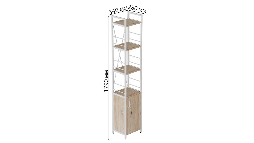 Этажерка 4/34 Серии Конект с тумбой 179x34x28 Белый ДСП Дуб Сан-Марино FRD-104471 - фото 3