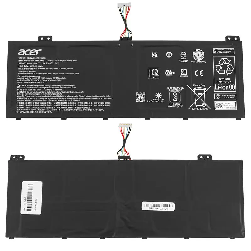 Батарея для ноутбука Acer AP18L4N (TravelMate TMP614-51T-G2) 15.2V 3920mAh 60Wh Чорний (KT.00404.002) - фото 2