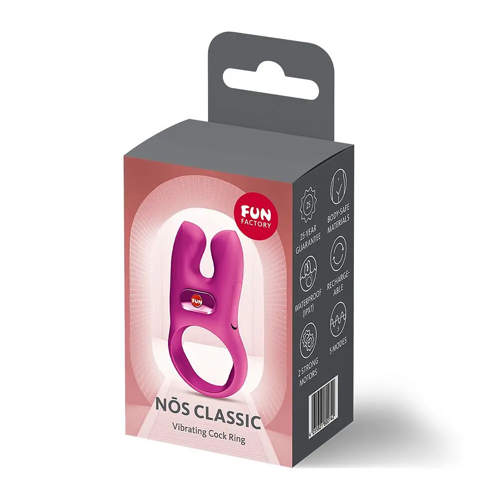 Ерекційне віброкільце з подвійною стимуляцією клітора Fun Factory NŌS CLASSIC Magenta, 2 мотори - фото 8