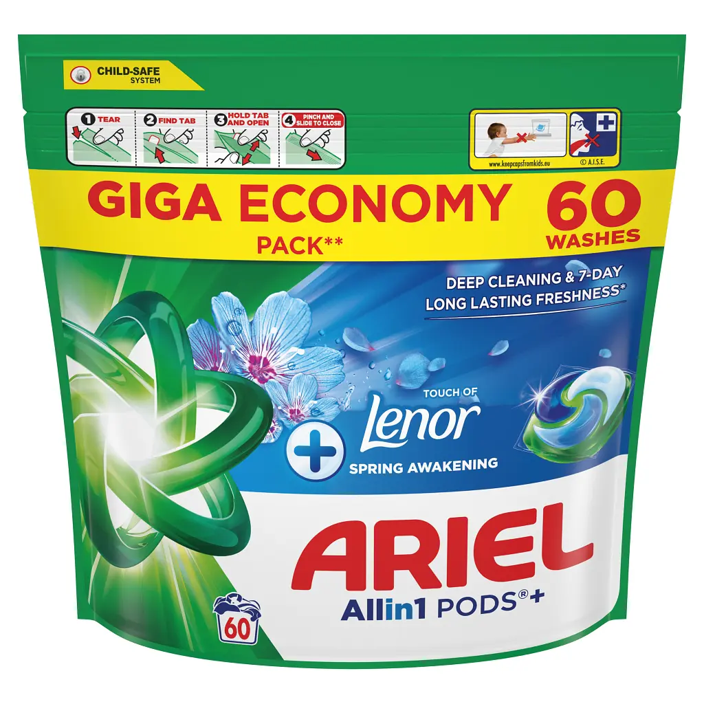 Капсули для прання Ariel Pods+ All-in-1 Touch of Lenor Пробудження весни 60 шт. (8006530203593) - фото 3