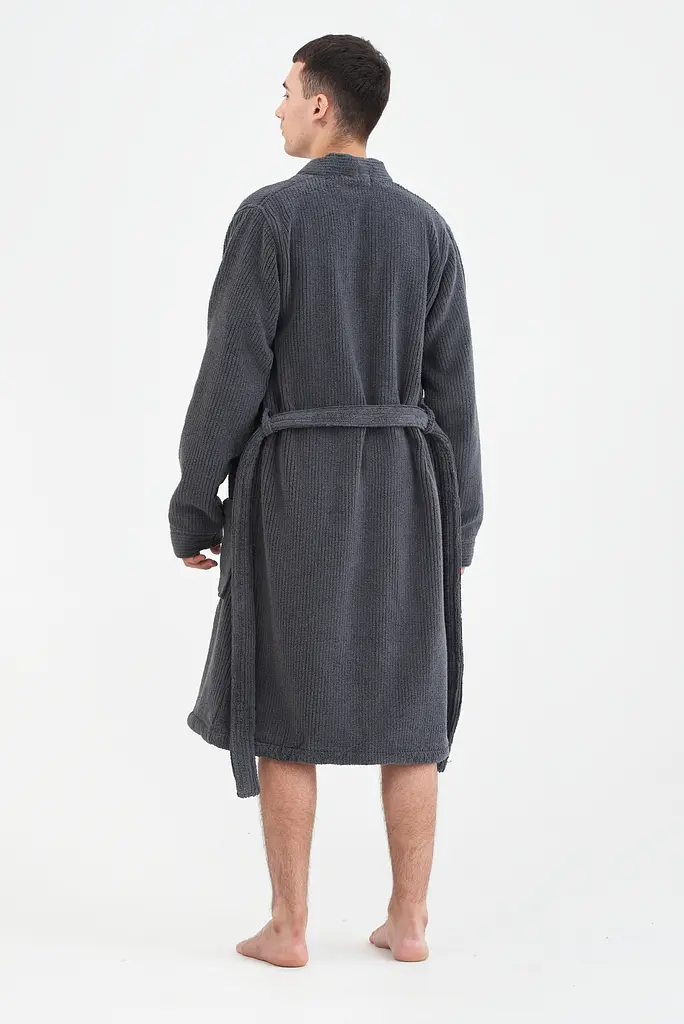 Халат-кимоно unisex Lotus Home - Bold Microcotton antrasit махровый M - фото 6
