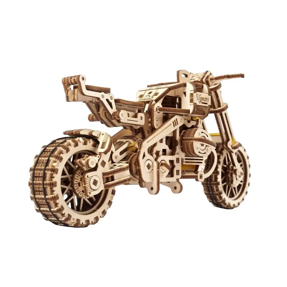Механічний 3D Пазл Ukrainian Gears Мотоцикл Scrambler UGR-10, з коляскою, 380 елементів (70137) - фото 5