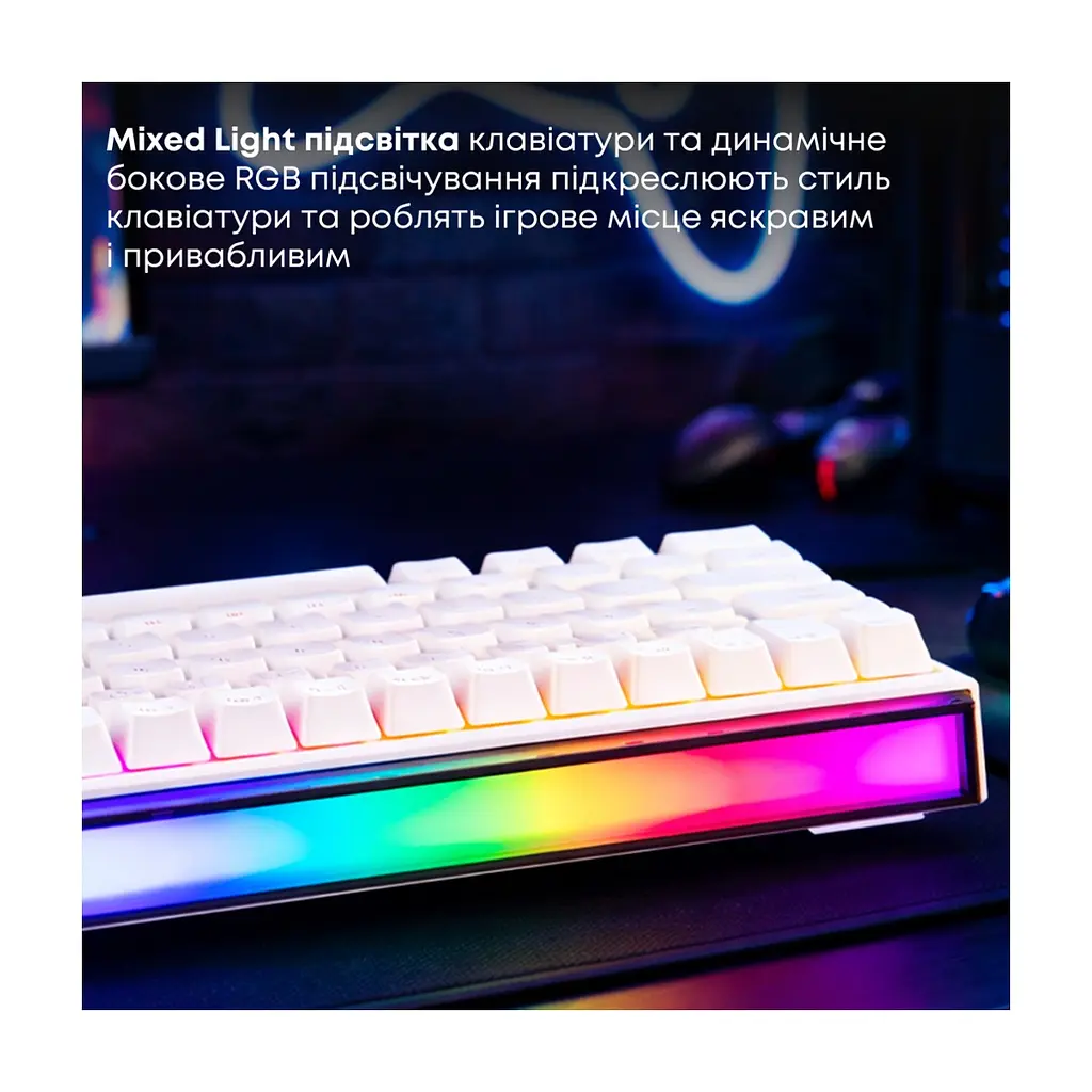 Клавіатура Ajazz NK68 Red Switch USB UA White (NK68-R-W) - фото 10