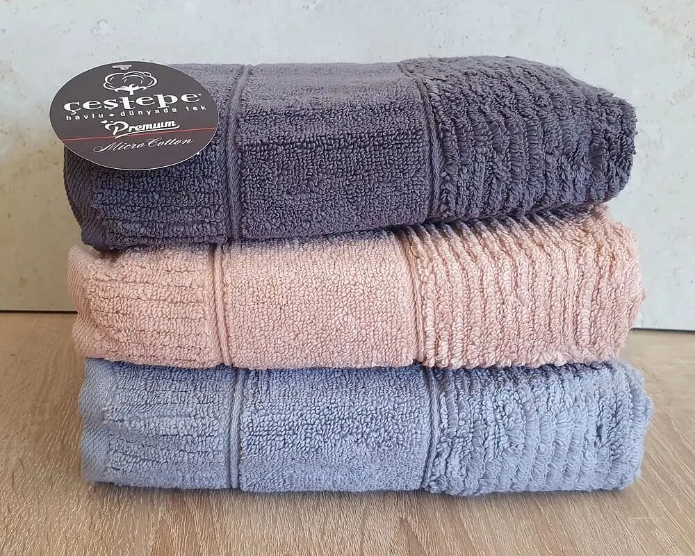 Набір турецьких махрових рушників Cestepe MicroCotton Premium 3 штуки 50x90 Nevara щільність 600 г/м2 - фото 3