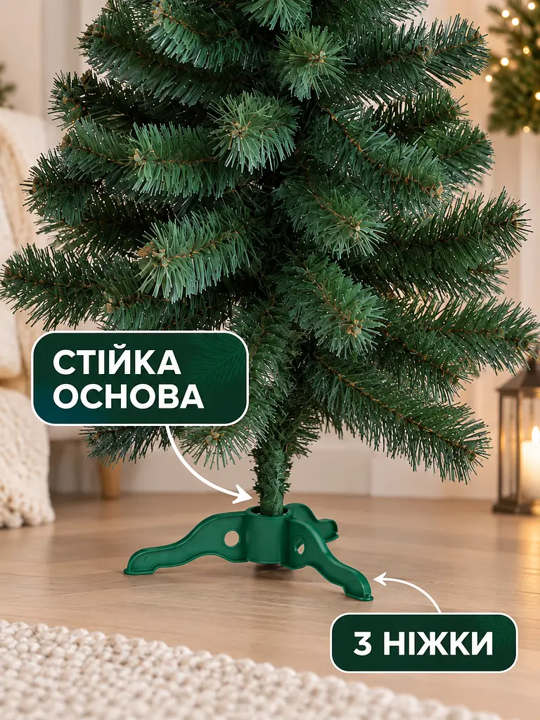 Штучна ялинка Казкова YaLINKA S5 75 см новорічна настільна пухнаста з ПВХ, зелена (90887662) - фото 5