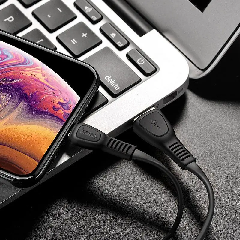 Кабель Hoco X40 USB to iP 2.4A 1 м TPE TPE connectors черный - фото 3