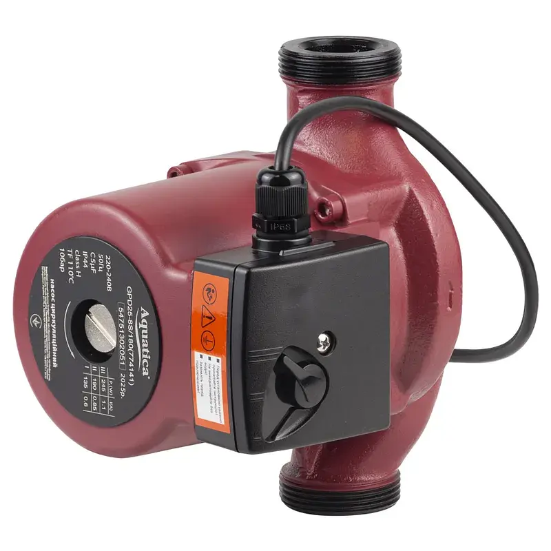 Насос циркуляційний 245Вт Hmax 8м Qmax 200л/хв Ø1½" 180мм + гайки Ø1" AQUATICA (774141) - фото 3