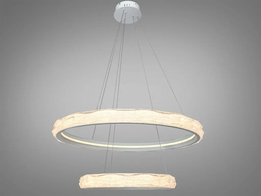 Підвісна LED-люстра в спальню Diasha 583-800+500WH біла, 2 кільця, 200 Вт, 80 см, до 30 м2 - фото 3