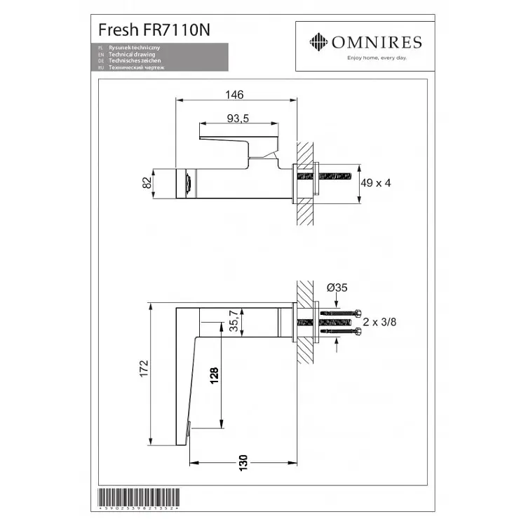 Смеситель для раковины Omnires Fresh chrome (FR7110NCR) - фото 4