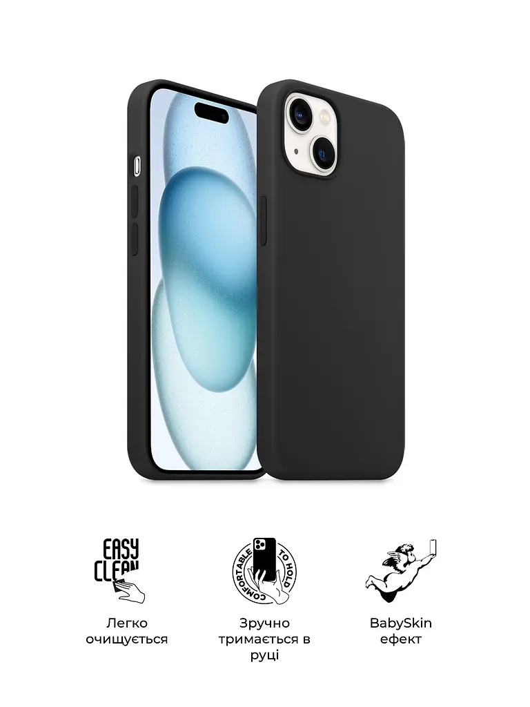 Силиконовый чехол для Apple iPhone 15 Plus, ICON2 Case, черный, противоударный, панель, защита всего корпуса, матовая поверхность Soft Touch, выступает над дисплеем, совместим с защитными стеклами и пленками, с микрофиброй, ArmorStandart (ARM70512) - фото 3