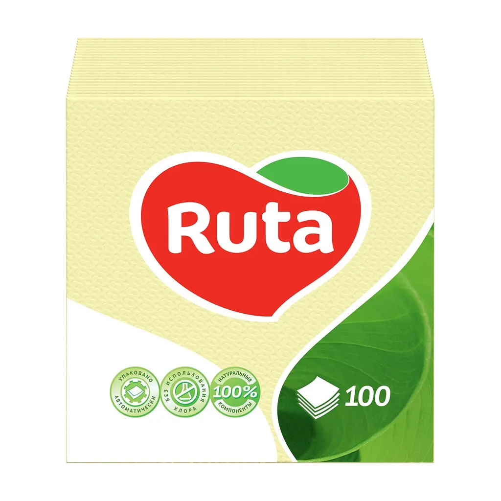 Серветки столові Ruta 24х24 см 1 шар Жовті 100 шт. (4820023740501)