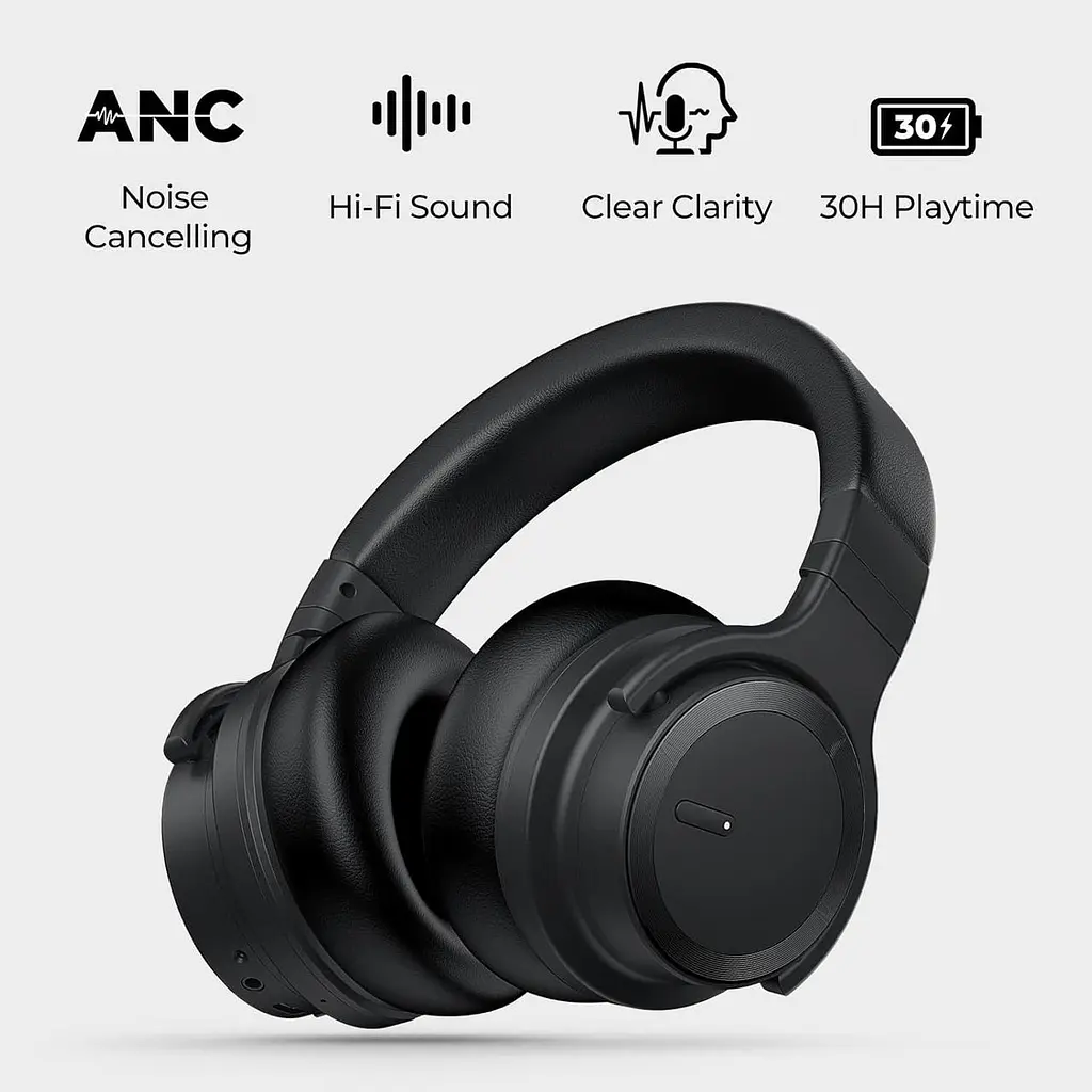 Беспроводные Bluetooth-наушники Commalta E7 с активным шумоподавлением и насыщенными басами, четкие вызовы, Bluetooth 5.0 - фото 3