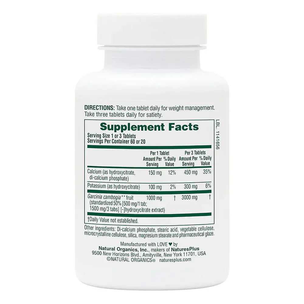 Екстракт камбоджійської гарцинії Natures Plus Super Citrimax 1000 mg, 60 таблеток - фото 2