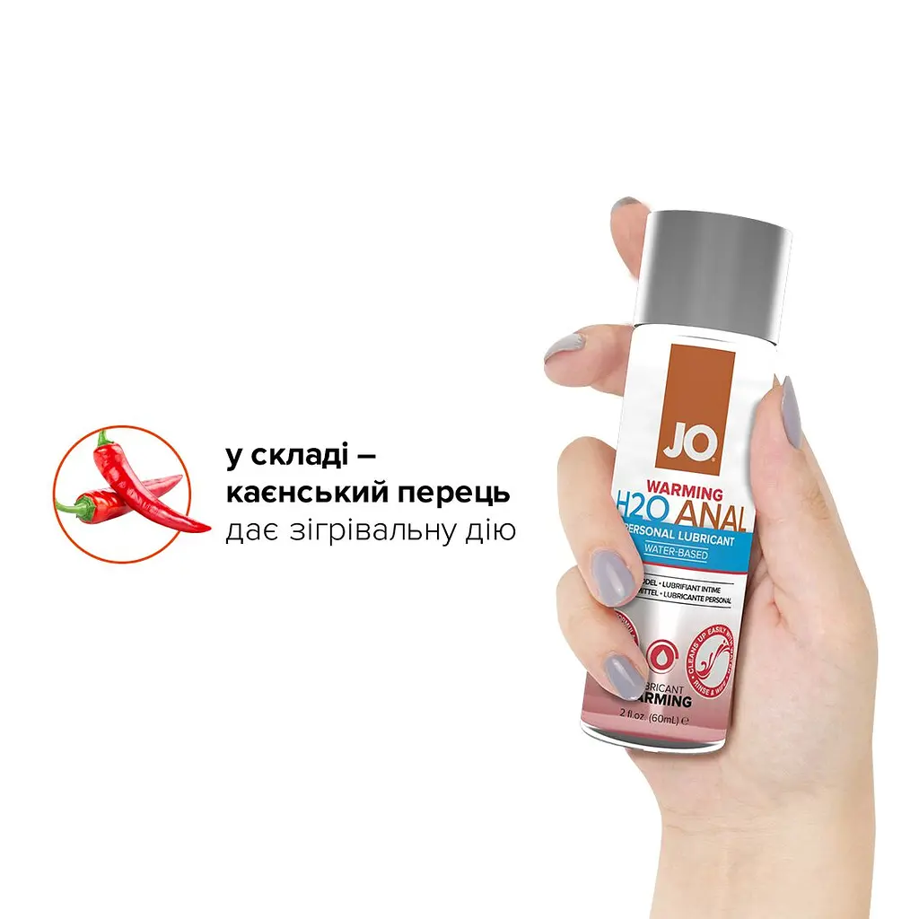 Анальна змазка JO ANAL H2O — WARMING (60 мл) розігрівальна, на водній основі - фото 4