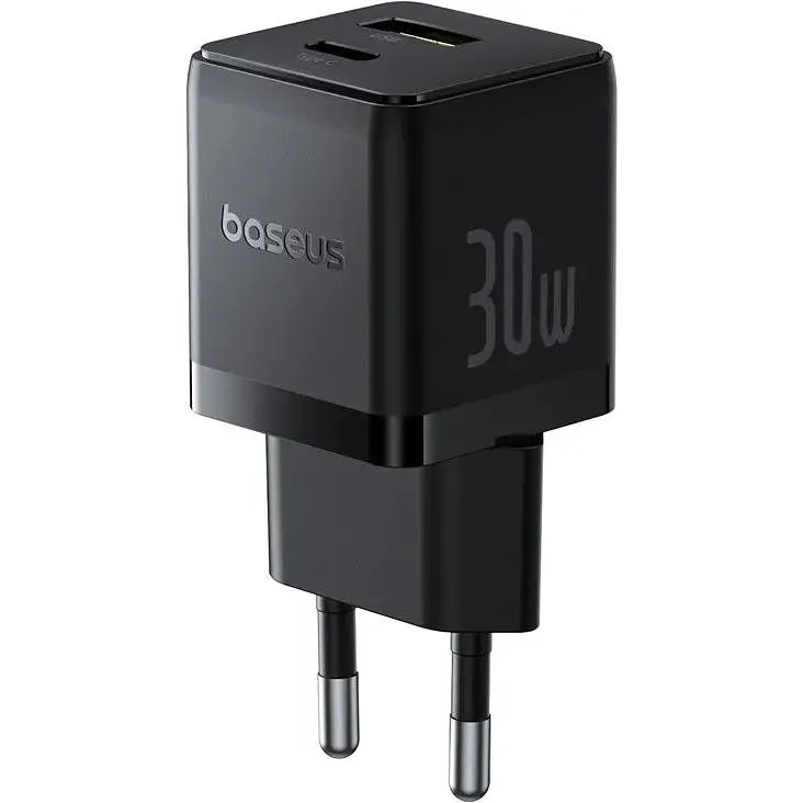 Мережевий зарядний пристрій Baseus Palm C+U 30W EU USB-C to USB-C cable black (P1011160A113-01) - фото 2