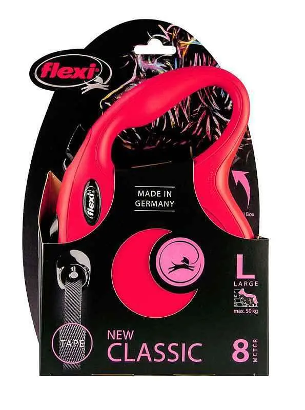 Повідець-рулетка Flexi New Classic L для собак лента 8 м до 50 кг червоний - фото 5
