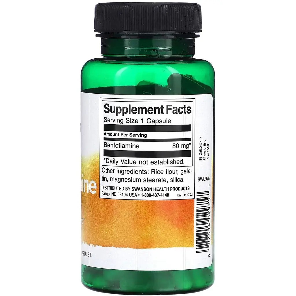 Бенфотиамин Swanson Benfotiamine 80 мг 120 капсул (100-93-2290573-20) - фото 2