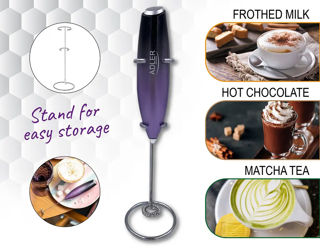 Вспениватель молока на подставке, пеносбиватель Adler AD 4499 (капучинатор, нержавеющая сталь, компактный) - фото 5