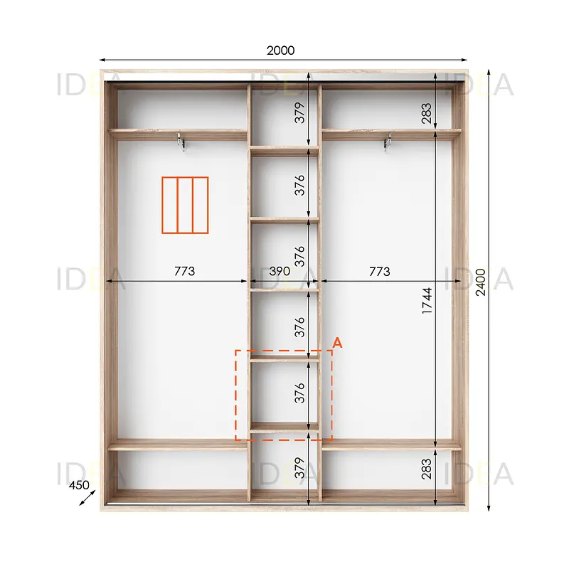 Шафа-купе Idea серія 2 200 x 45 x 240 см Дуб сонома Дзеркало - фото 2
