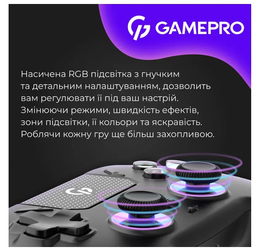 Геймпад Bluetooth джойстик GamePro GPS-13B Bluetooth 5.3/USB (PC/iOS/Android/PS3/PS4) DualShock RGB Black - фото 15