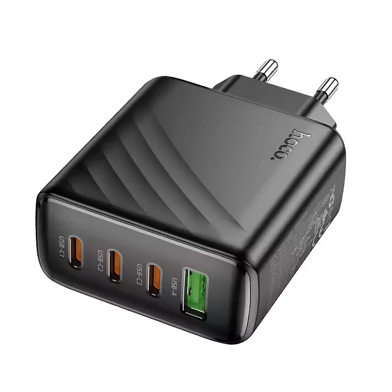 СЗУ 110-240V HOCO CS27A 1xUSB-A, 3xUSB-C, 3A, PD67W+QC3.0, Black, Box - фото 4