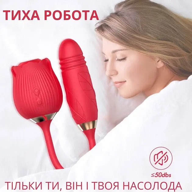 Вибратор и вакуумный стимулятор для клитора I’MCUM Dual Bloom 10 режимов всасывания и вибрации Красный (IM-KMG002) - фото 6