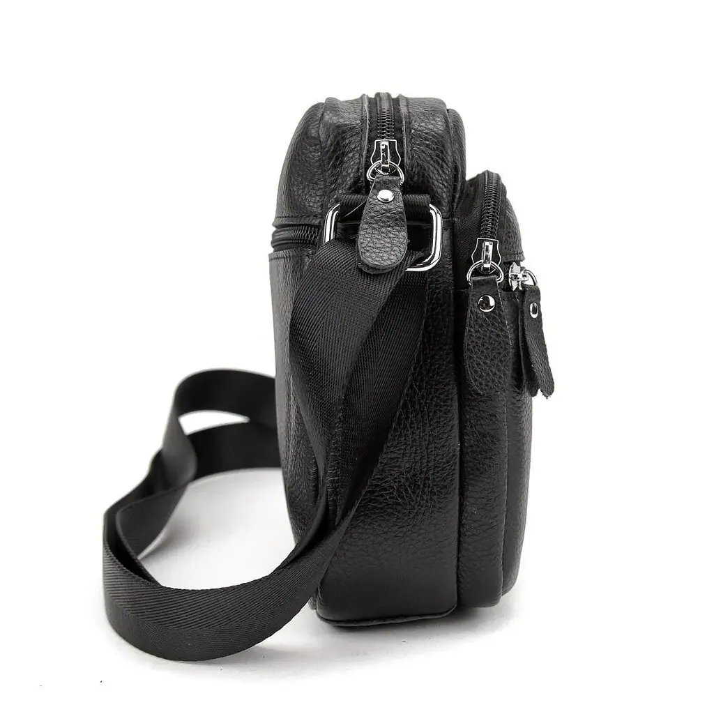 Шкіряний компактний чоловічий месенджер чорний Tiding Bag M56-0080A - фото 4