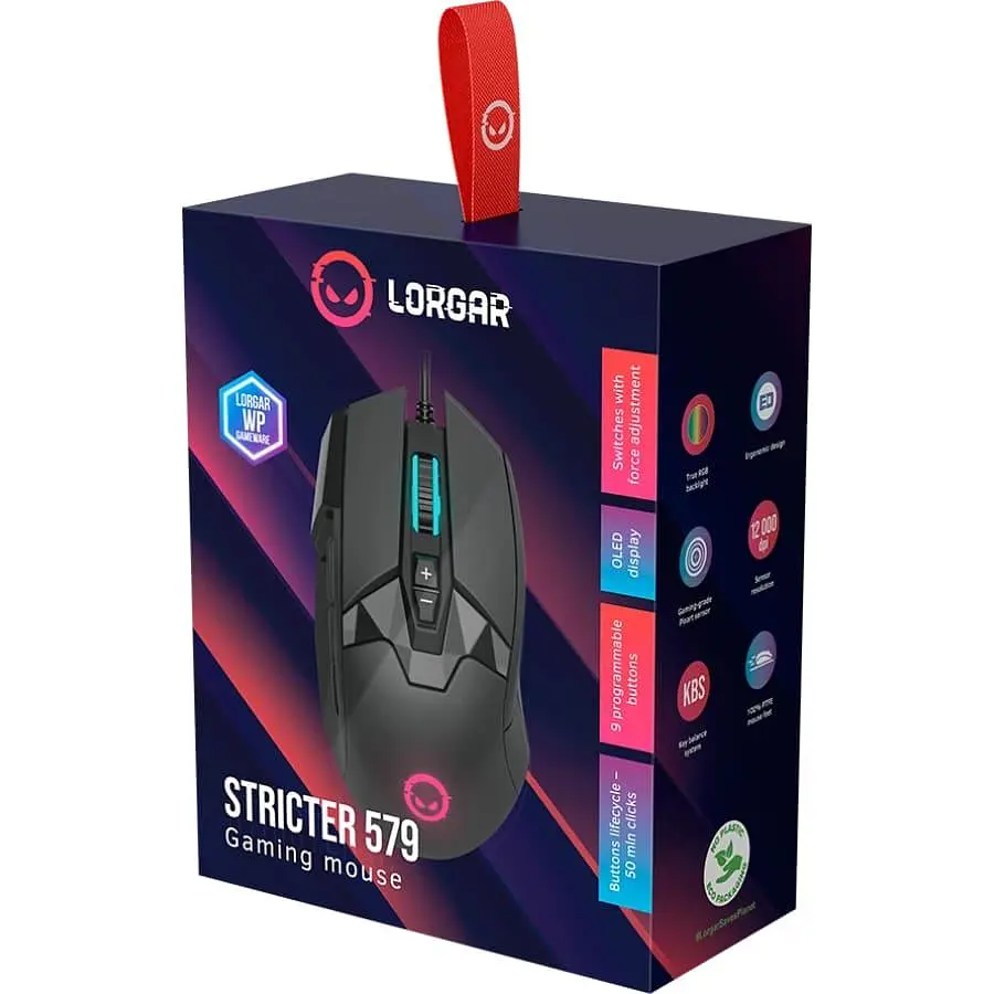 Миша Lorgar Stricter 579 RGB LCD USB Black (LRG-GMS579) - фото 8