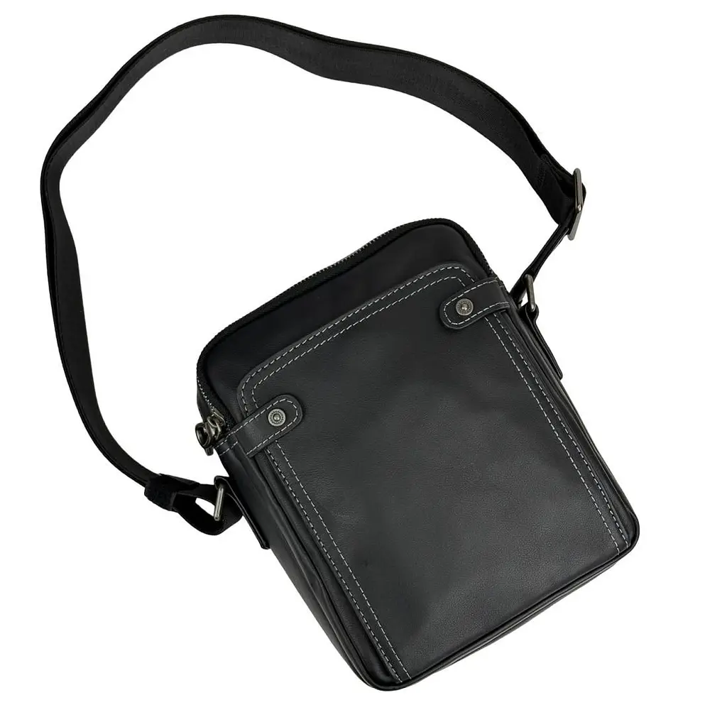Сумка через плече чоловіча шкіряна Tiding Bag 8911A чорна - фото 9