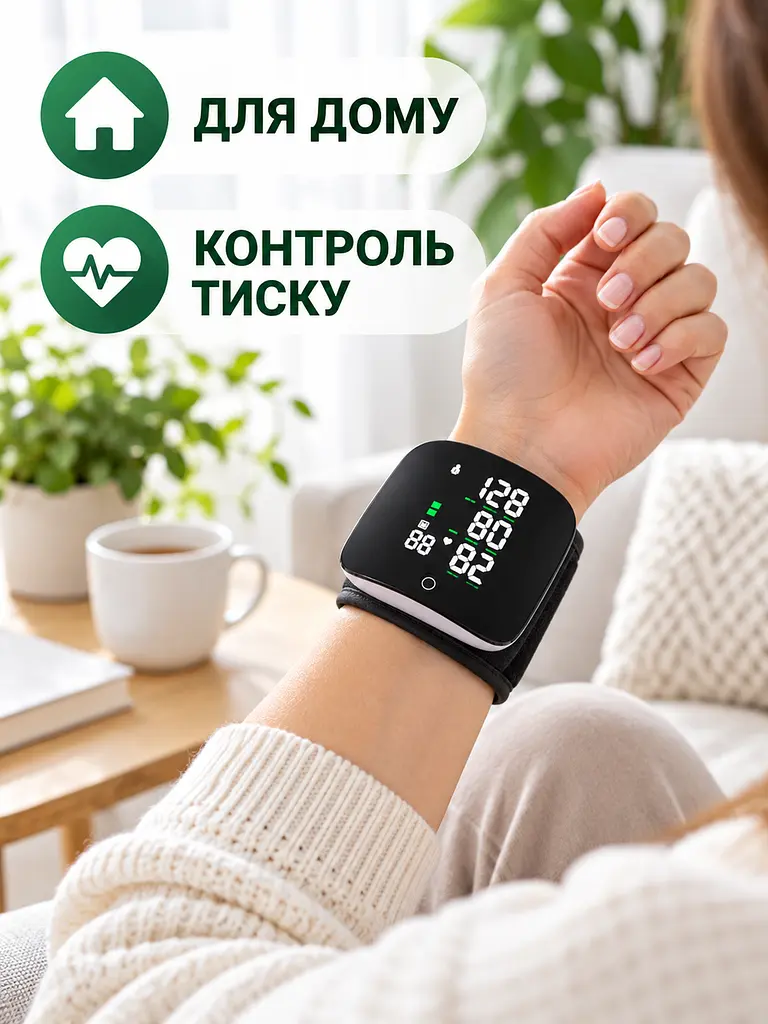 Тонометр на зап'ястя автоматичний з голосовим супроводом, вимірювання тиску та пульсу, USB, чорний (49676413) - фото 8