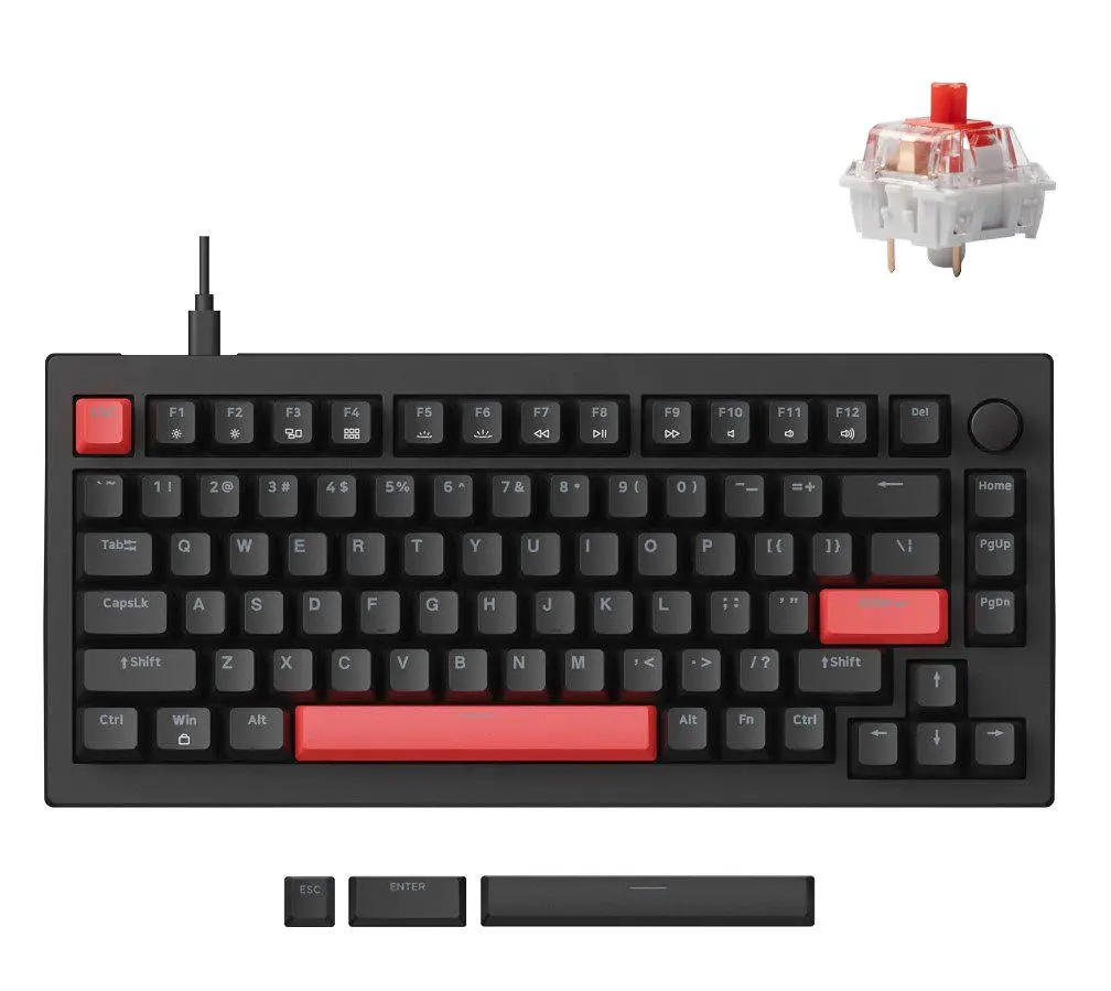 Клавіатура ігрова механічна Lemokey X4A1 Black switch Keychron Red Hot-Swap Red Led - фото 6