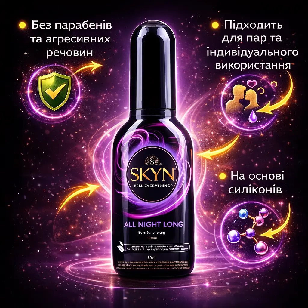 Лубрикант SKYN All Night Long на силіконовій основі 80 мл, інтимний гель, без запаху, для душу та ванни - фото 2