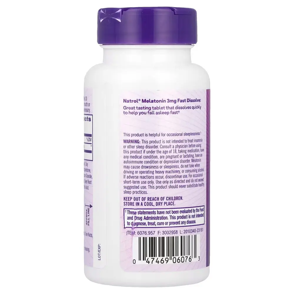 Натуральна добавка Natrol Melatonin 3mg Fast Dissolve Полуниця 90 таблеток - фото 3