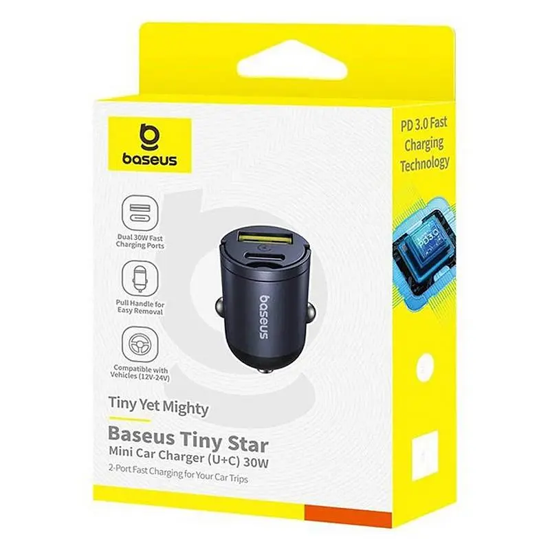 АЗУ Baseus Tiny Star Mini 30W (1USB-A/1C) (C00035001121) Cosmic Black - фото 2